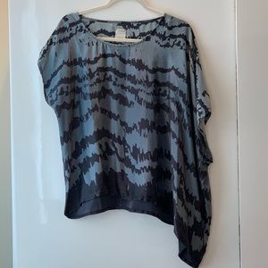Georgie Silk Asymmetric Top/Blouse, Abstract S